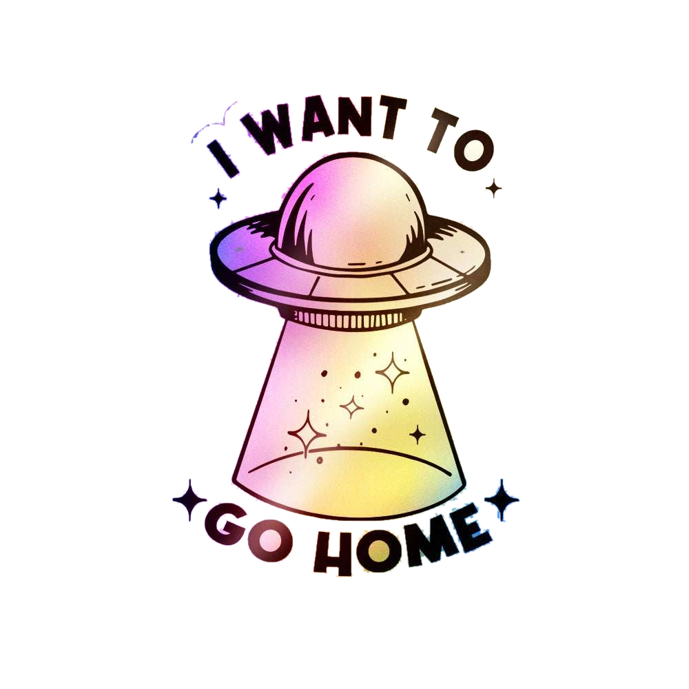 I Want To Go Home Holographic Stickers